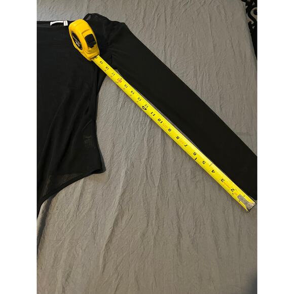 ASOS Black Sheer Mesh Long Sleeve Bodysuit | Size Small (US 4 - Picture 8 of 8